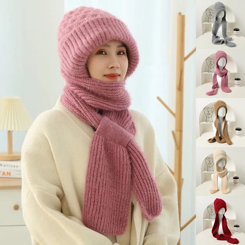 Conjunto Gorro y Bufanda Polar de Invierno Mujer