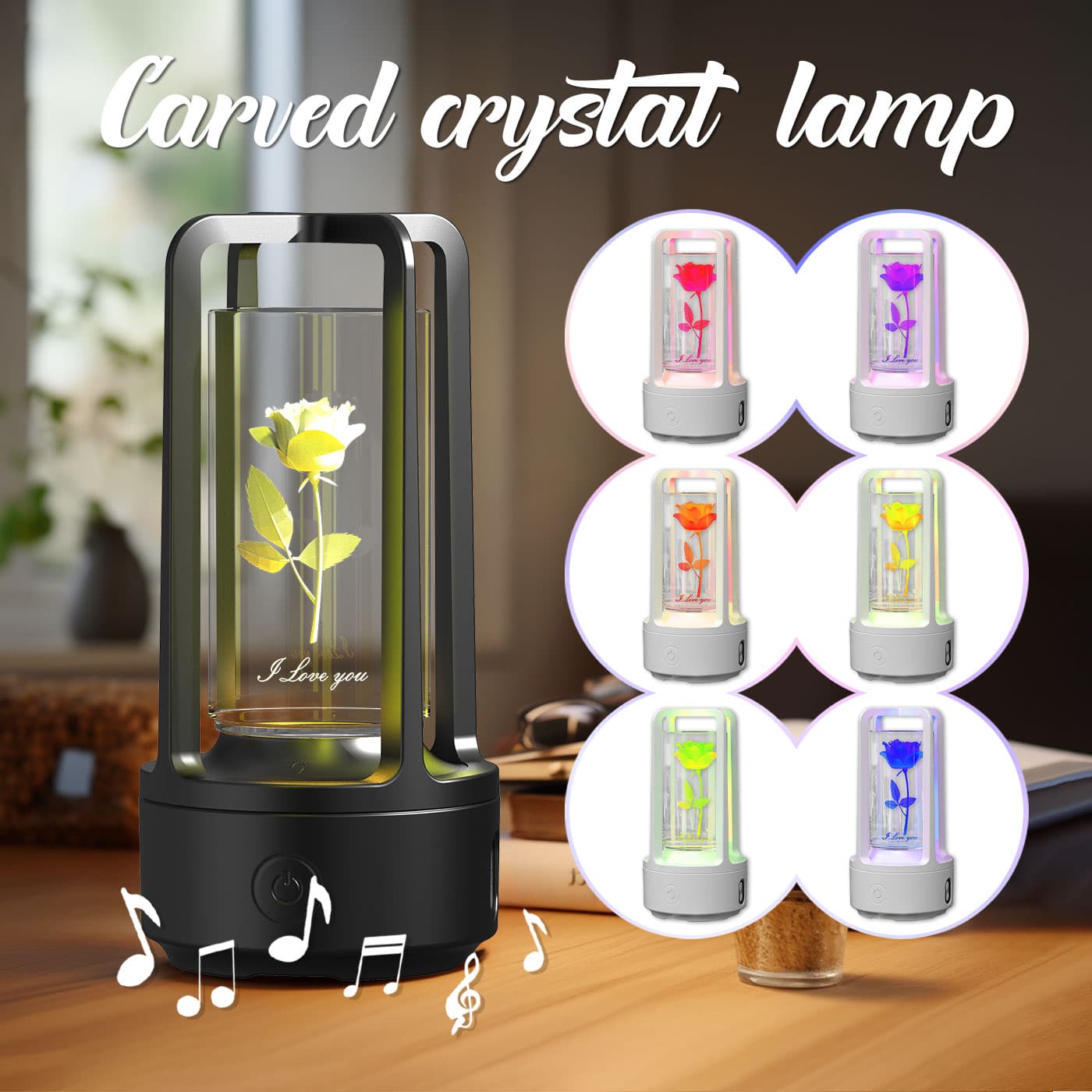 Lámpara LED Cristal 2 en 1 con Altavoz Bluetooth