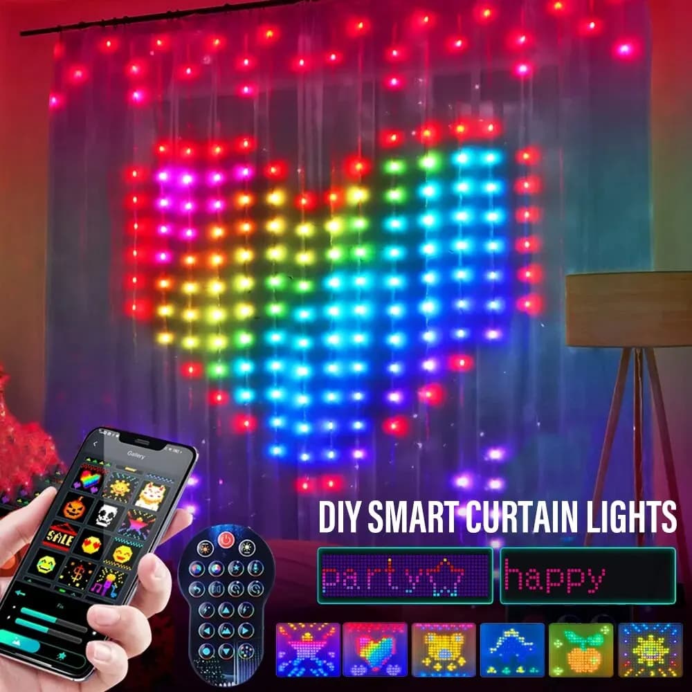 Cortina de Luces LED RGB Inteligentes con Control Bluetooth
