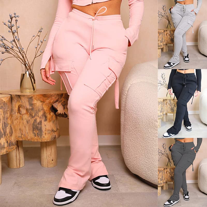 Pantalón Cargo Mujer Cintura Alta Bolsillos