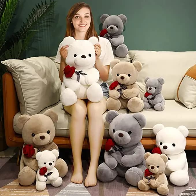 Osito Peluche Rosa con Rosas - 23-45 cm
