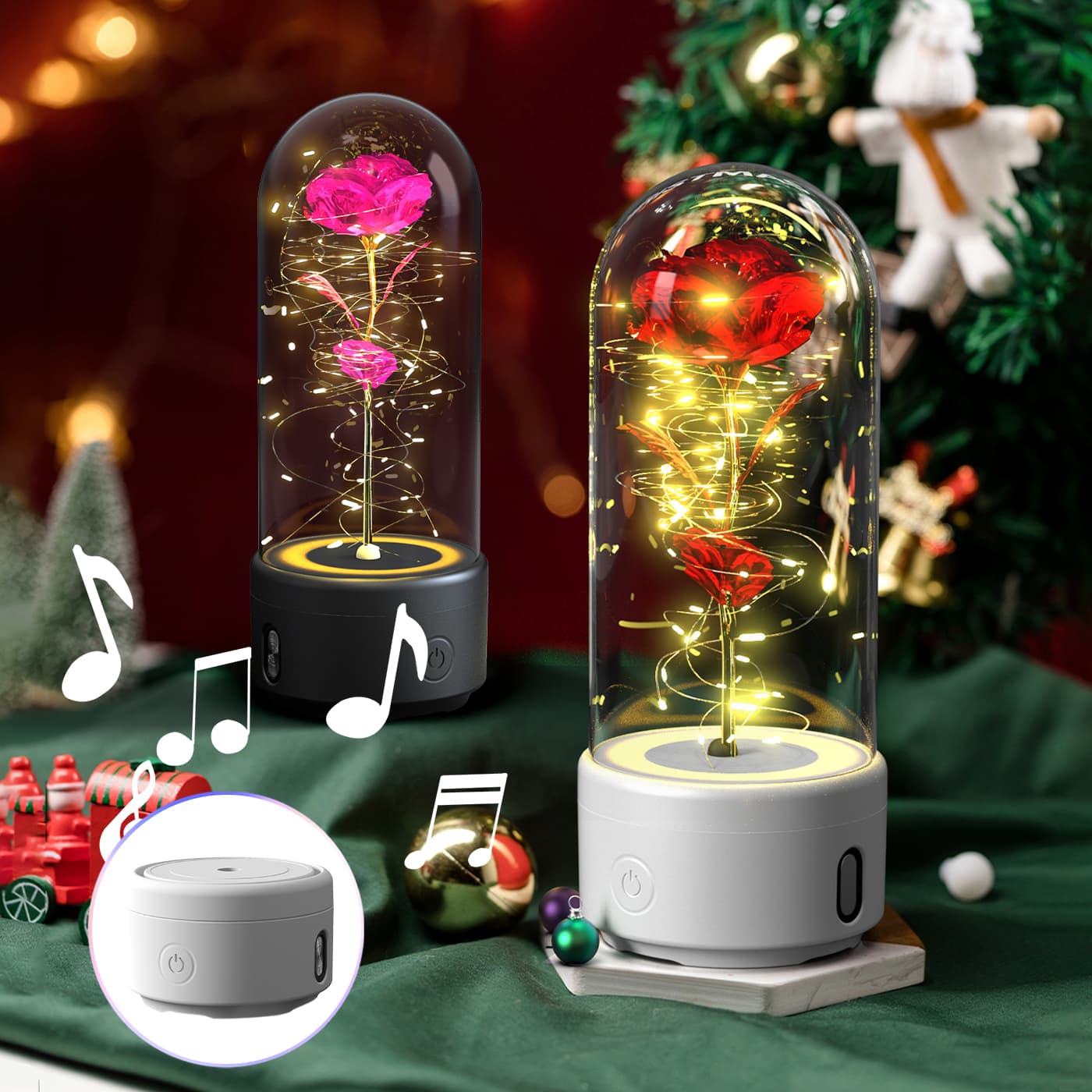 Lámpara LED Rosa con Altavoz Bluetooth 2 en 1