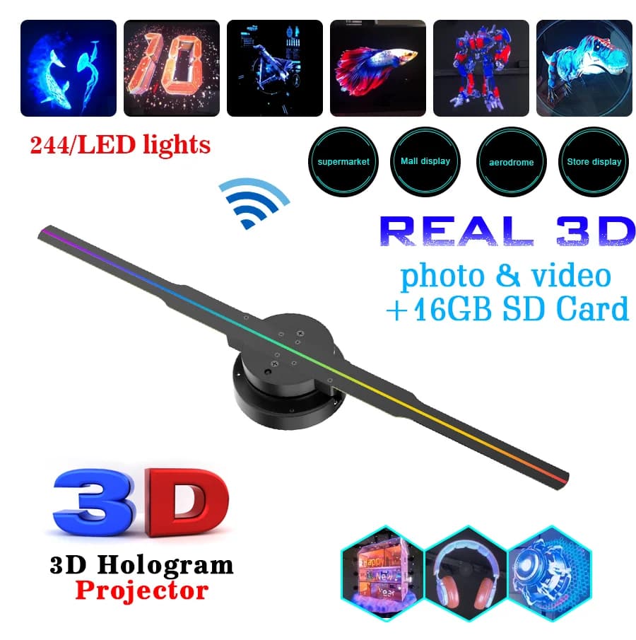 Proyector Holográfico LED DIY con Ventilador 3D