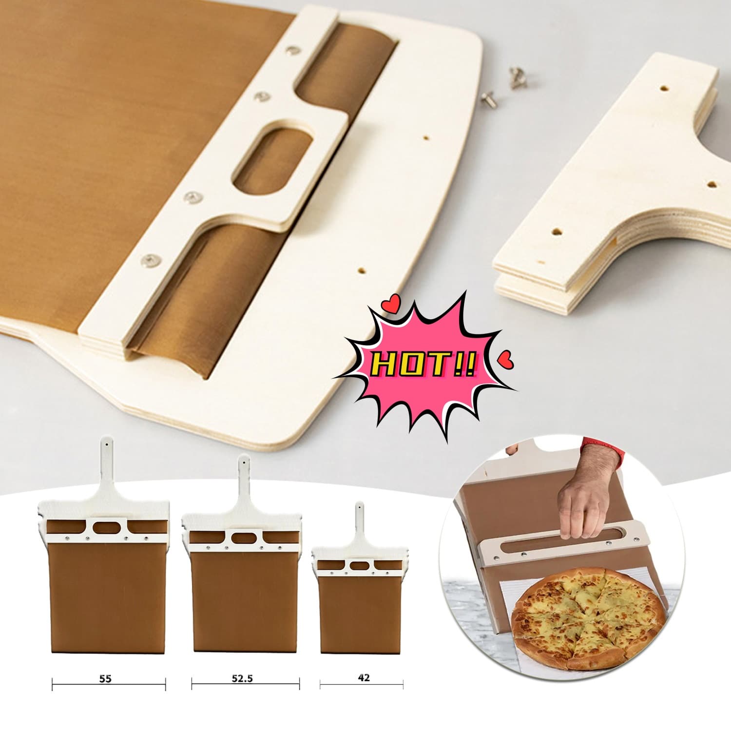 Pala para Pizza Deslizante con 3 Tamaños