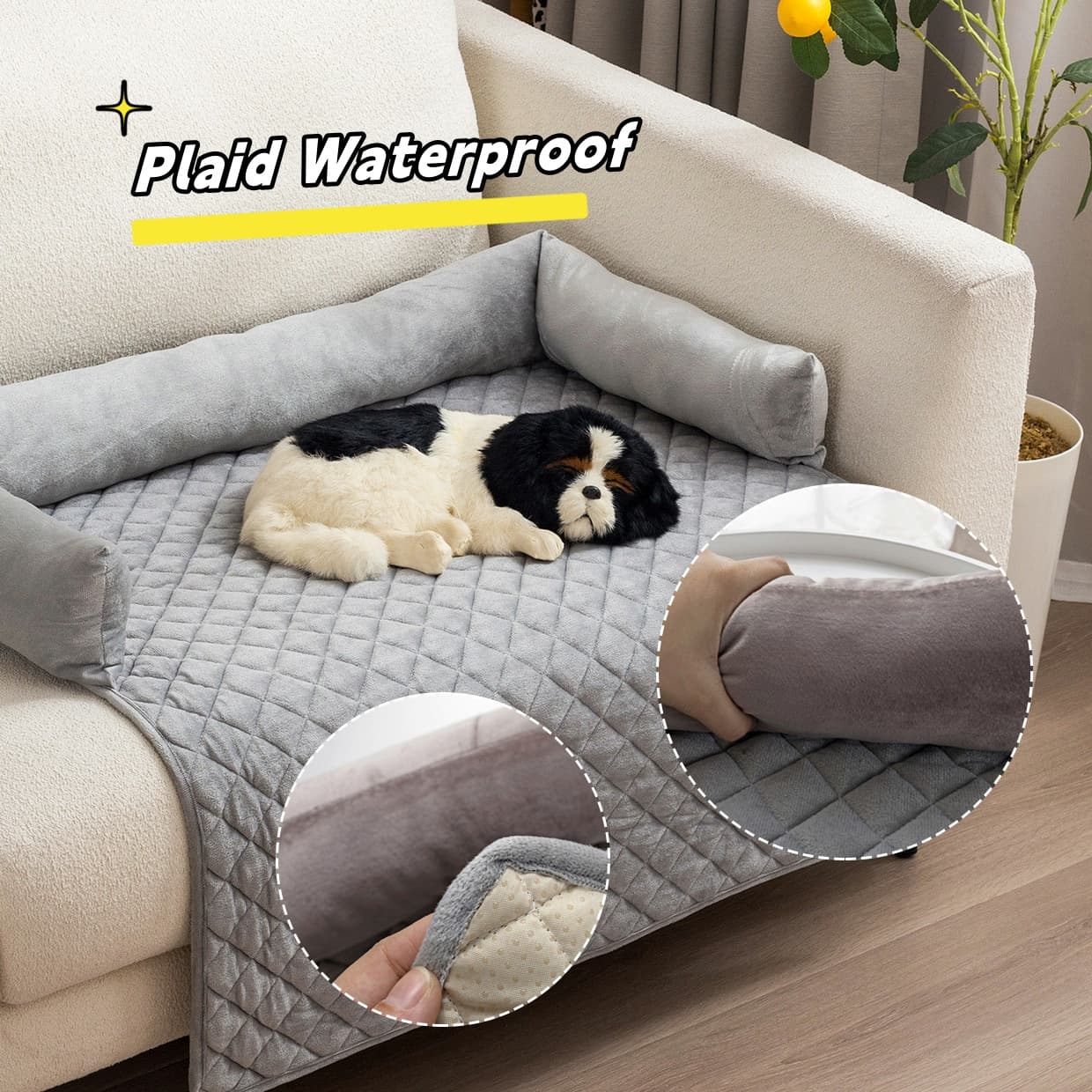 Cama Sofá para Perros Grandes con Cojín Cálido