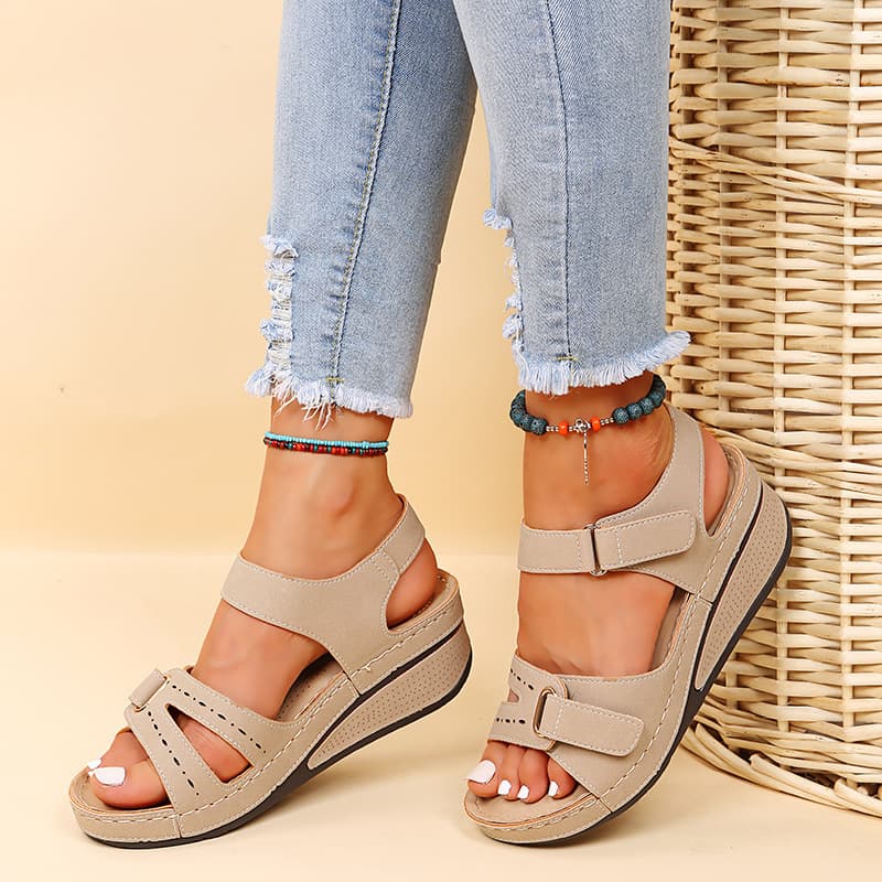 Sandalias de Cuña con Velcro para Mujer