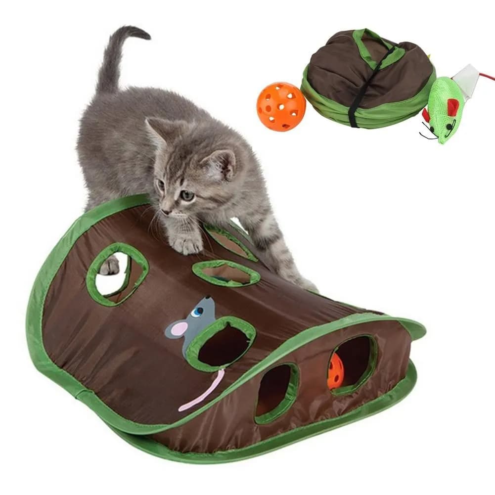 Juguete Interactivo para Gatos - 9 Agujeros con Ratones