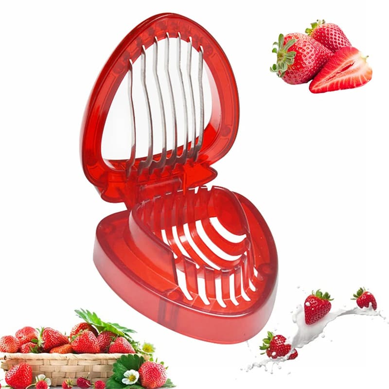 Cortador de Fresas Rojo de Plástico