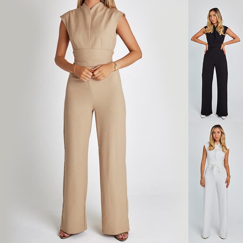 Jumpsuit Elegante Largo Escote V para Mujer