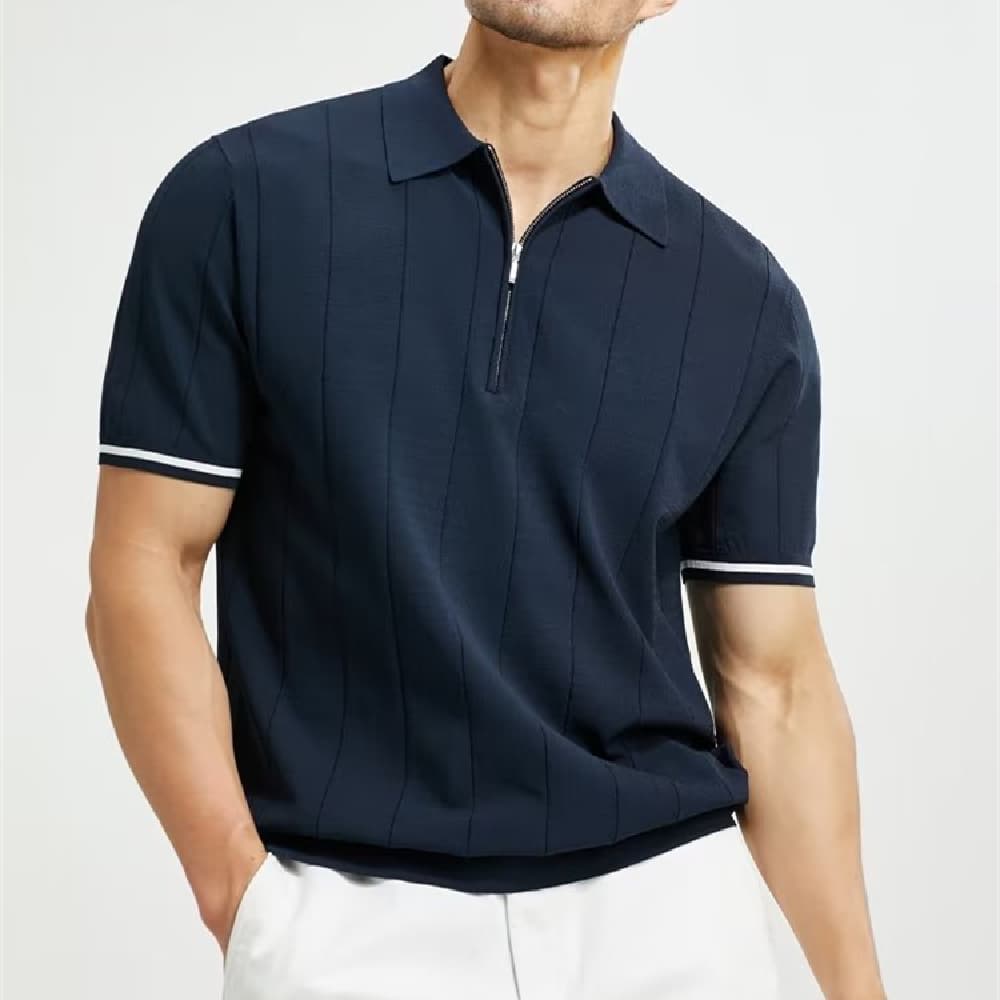Polo de Manga Corta con Cremallera para Hombre