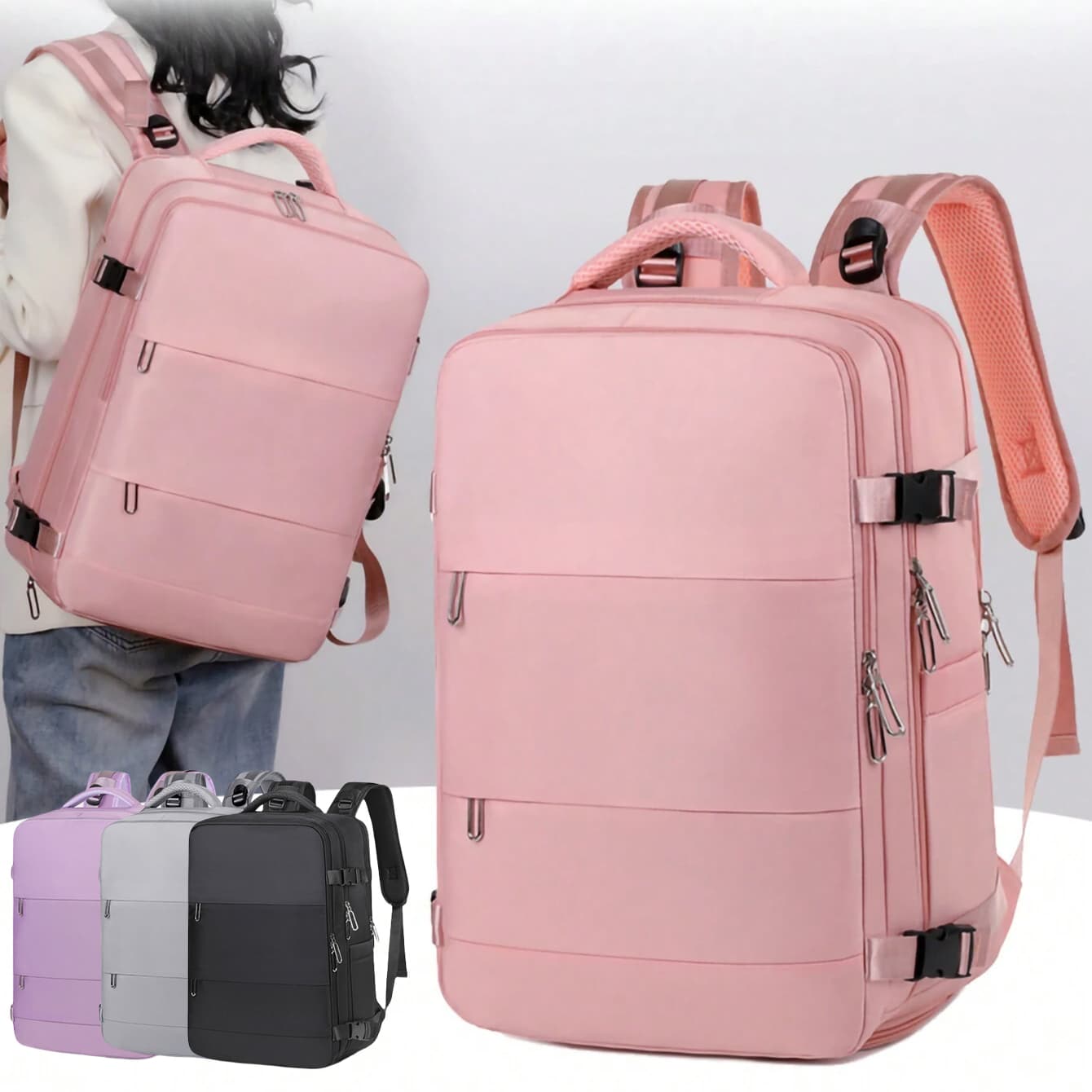 Mochila de Viaje de Gran Capacidad con Compartimento Seco y Húmedo
