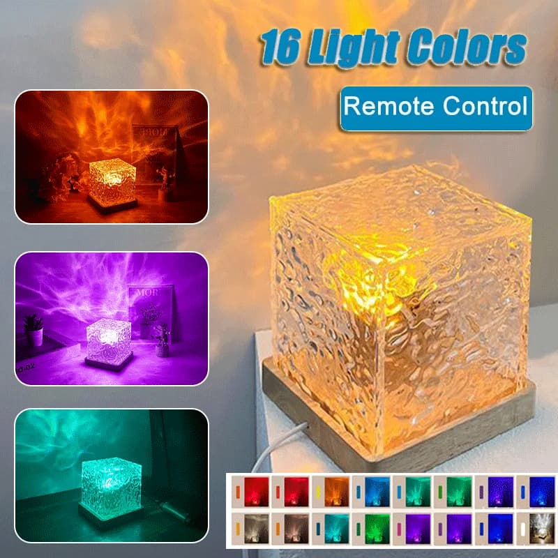 Lámpara Mesita LED RGB Efecto Agua Cristal Dimmable