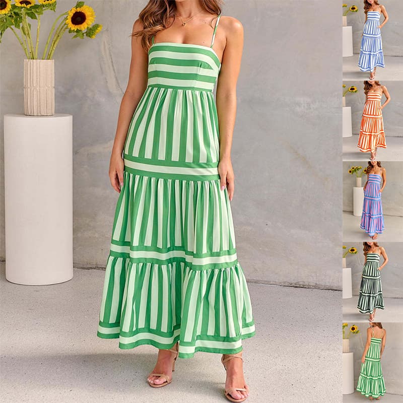 Vestido Largo de Playa con Tirantes y Bolsillos