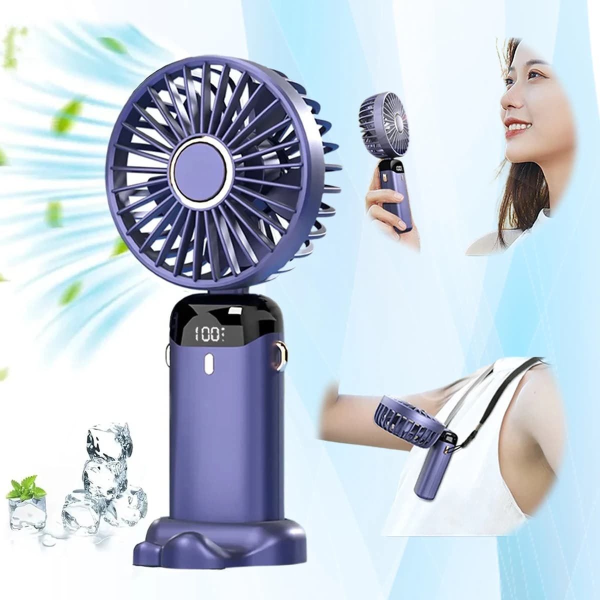 Ventilador Portátil Recargable USB Mini con Cuello Ajustable