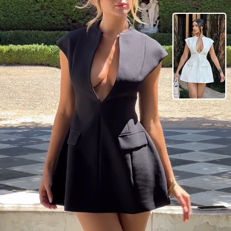Vestido Estilo Francés Escote V Profundo