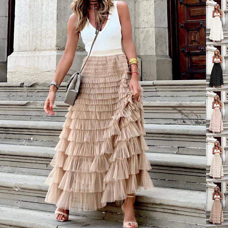 Falda de Volantes Capas Tul Fiesta Mujer