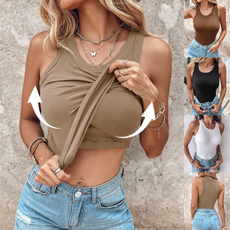 Camiseta sin mangas mujer cuello redondo