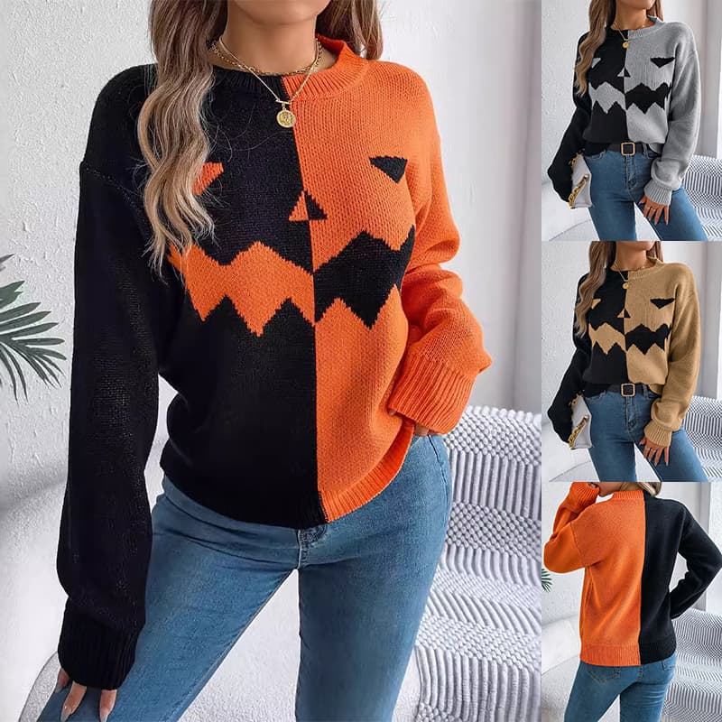 Jersey de Manga Larga Bicolor para Mujer