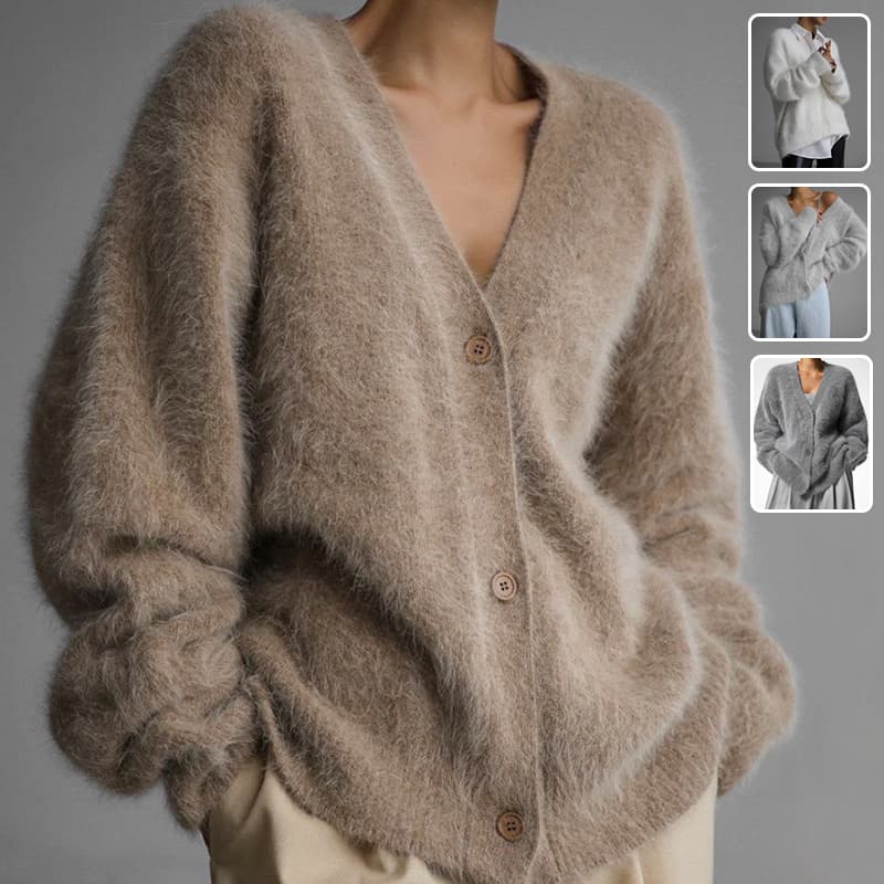 Cardigan de punto con escote V y botones
