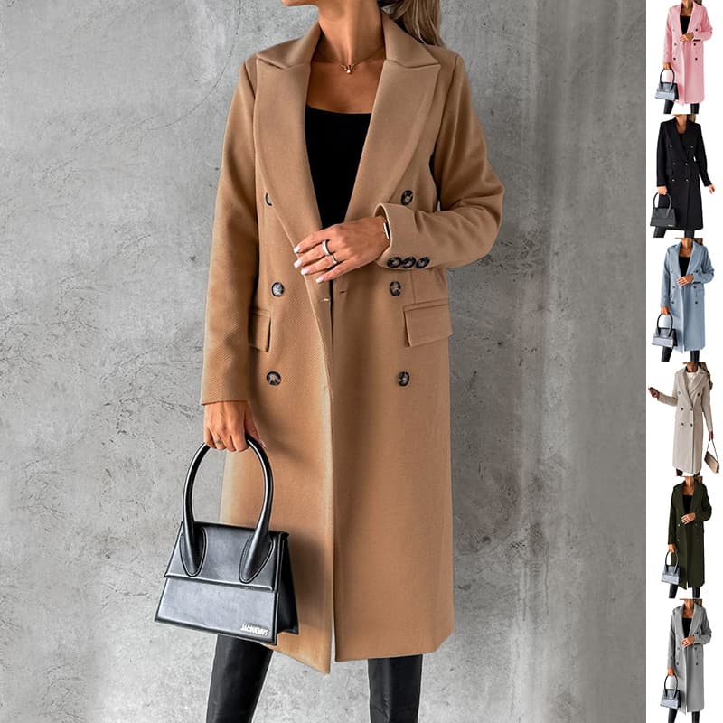 Abrigo Mujer Doble Botonadura Solapa Slim Invierno
