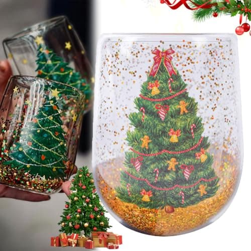 Vaso Navidad Doble Capa con Lentejuelas Fluidas