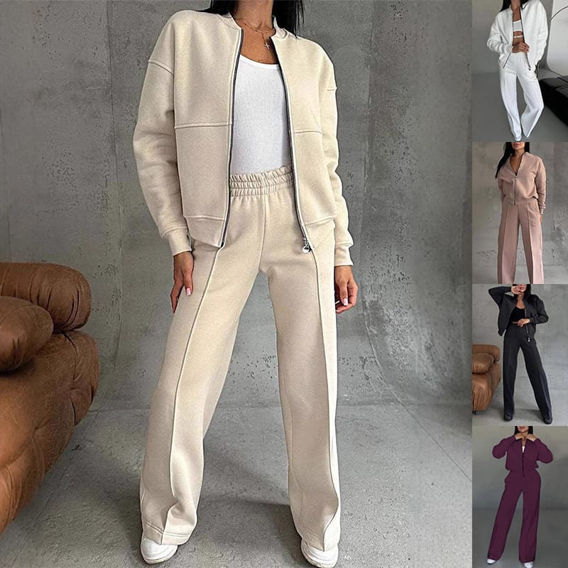 Conjunto deportivo mujer chaqueta con cremallera y pantalón ancho