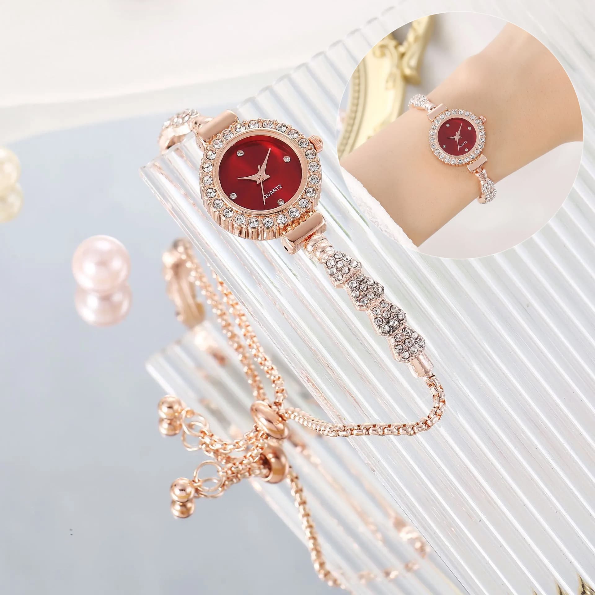 Reloj de Pulsera Lujo para Mujer Dorado