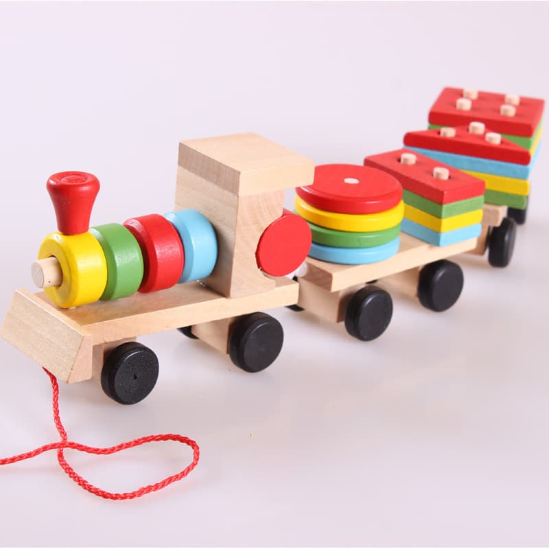 Tren de Madera Tractores de Tres Secciones - Juguete Educativo