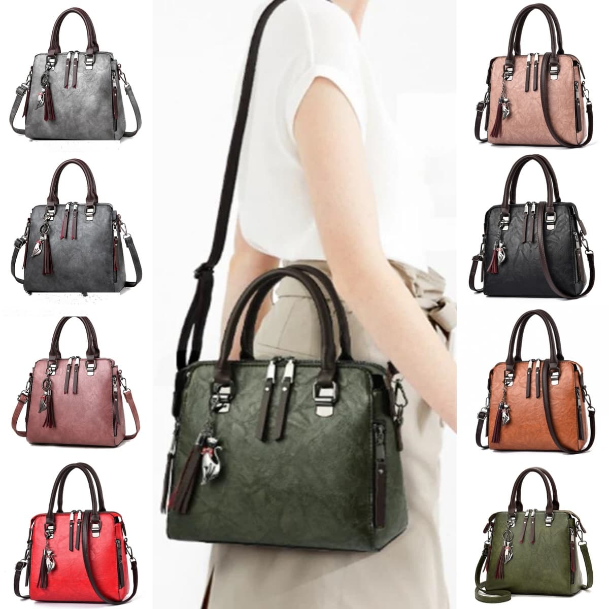 Bolso Tote Vintage Mujer Piel Sintética Asas Superiores