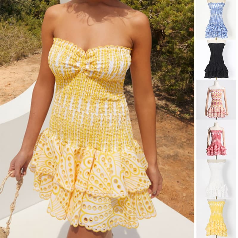 Vestido Tubo Plisado Y2K con Estampado Moda