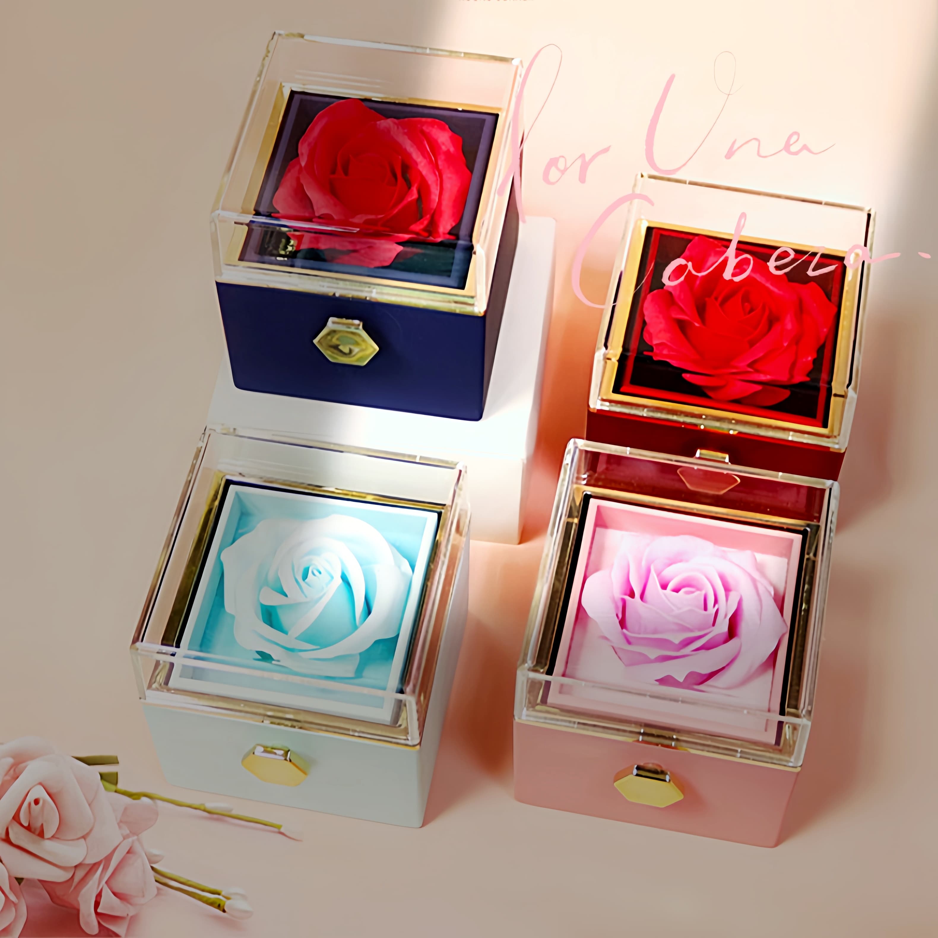 Caja Joyero Giratoria con Rosa de Jabón - Regalo San Valentín