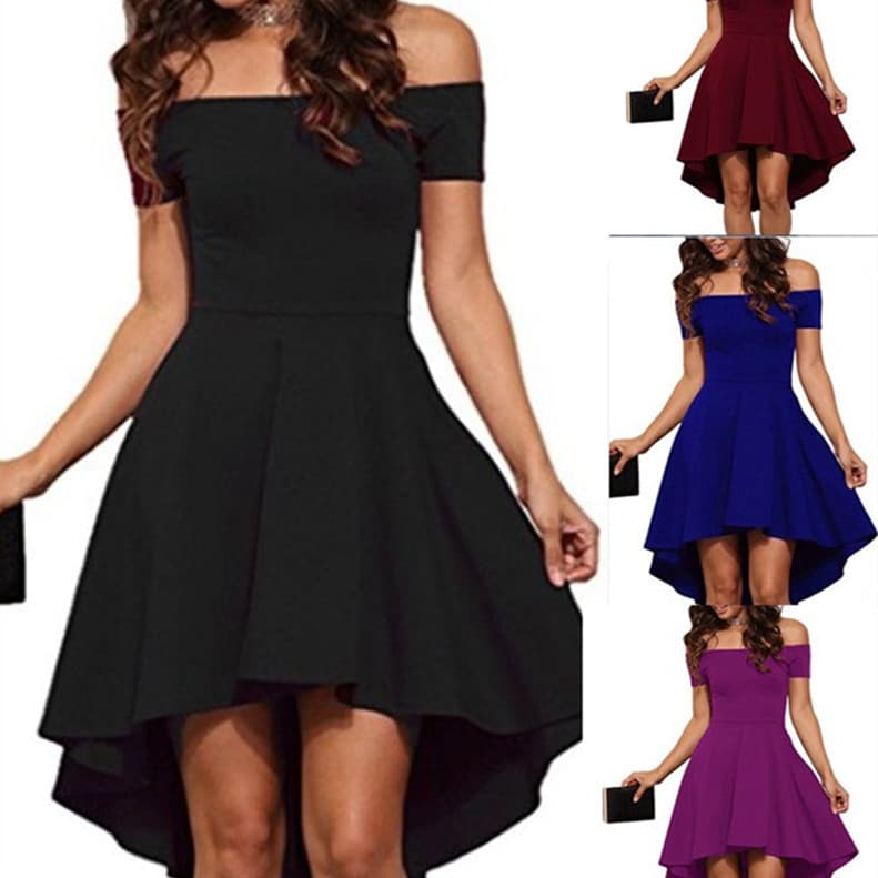 Vestido de Dama de Honor con Hombro Descubierto y Falda Evasé