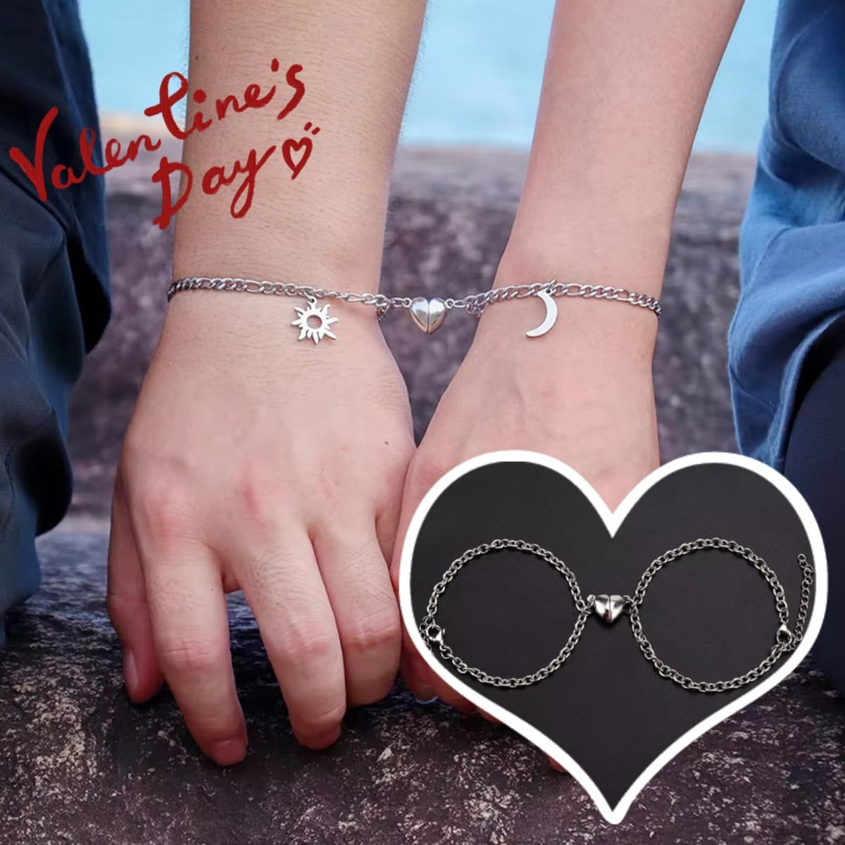 Pulseras Sol y Luna - Pareja Imán Acero Inoxidable