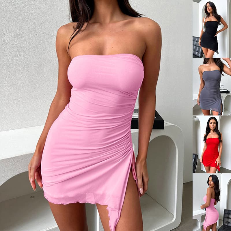 Vestido Tube-top sin Espalda Estilo Y2K para Mujer