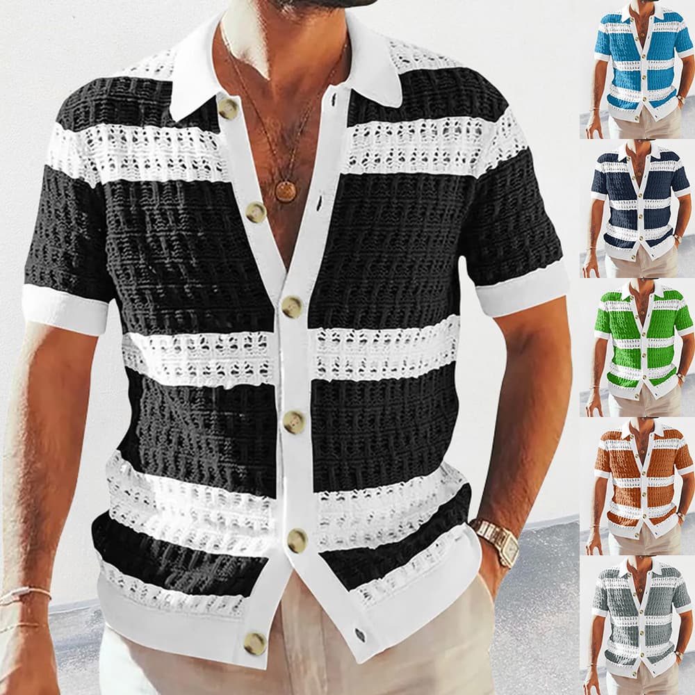 Polo Elegante de Punto Hueco Hombre - Manga Corta