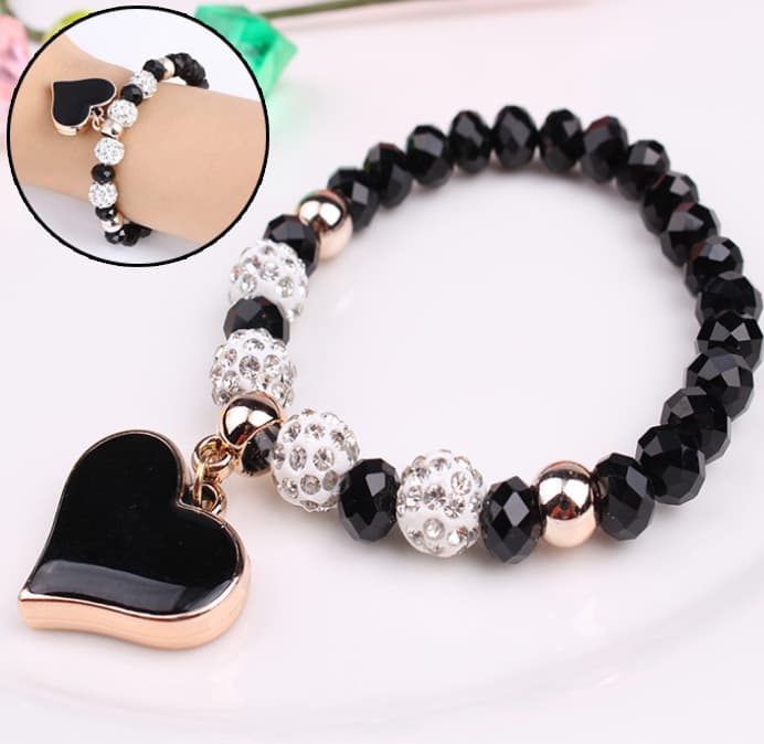 Pulsera Elástica Corazón Cristal
