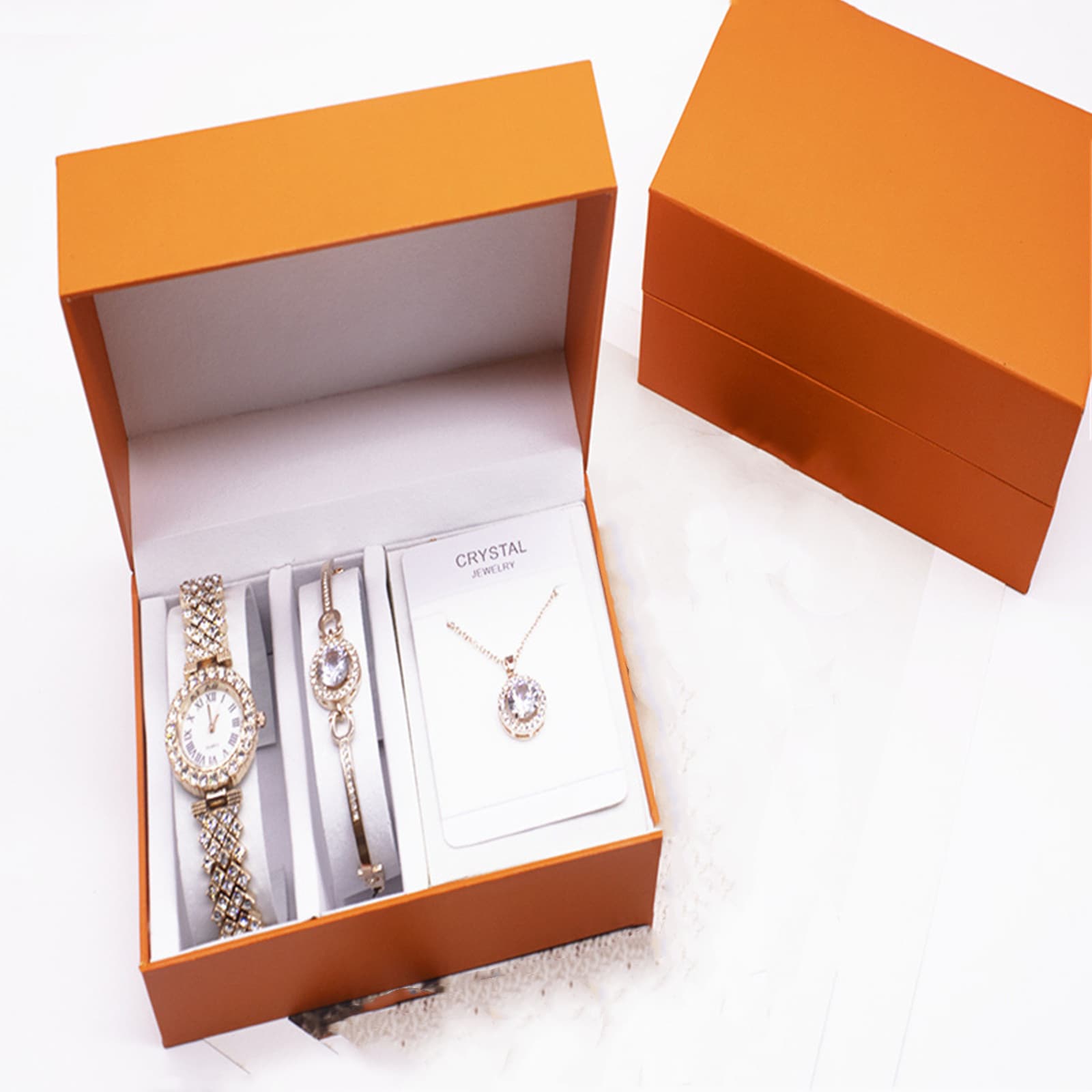 Juego de Reloj con Pulsera y Collar de Strass - 3 Piezas