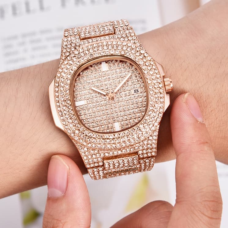 Reloj de Hombre Lujo Diamond con Fecha Cuarzo