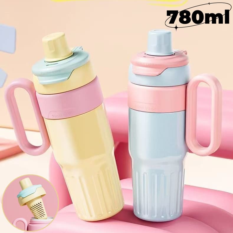 Vaso Térmico de Doble Pared 780ml con Tapa y Pajita