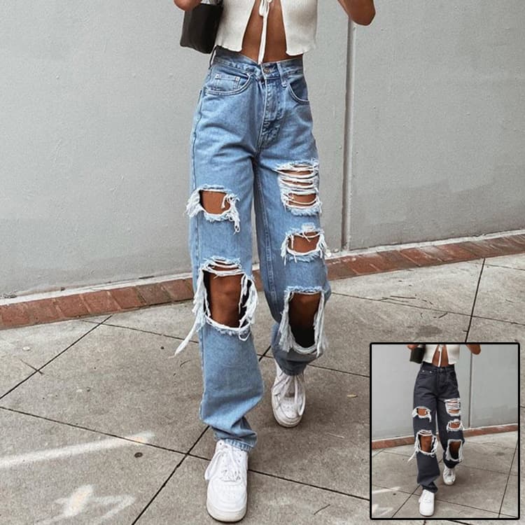 Pantalones Vaqueros Mujer Retro Talle Alto Estilo High-Street