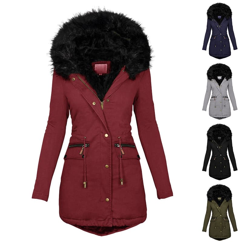 Abrigo Parka Plush Forrado con Capucha para Mujer