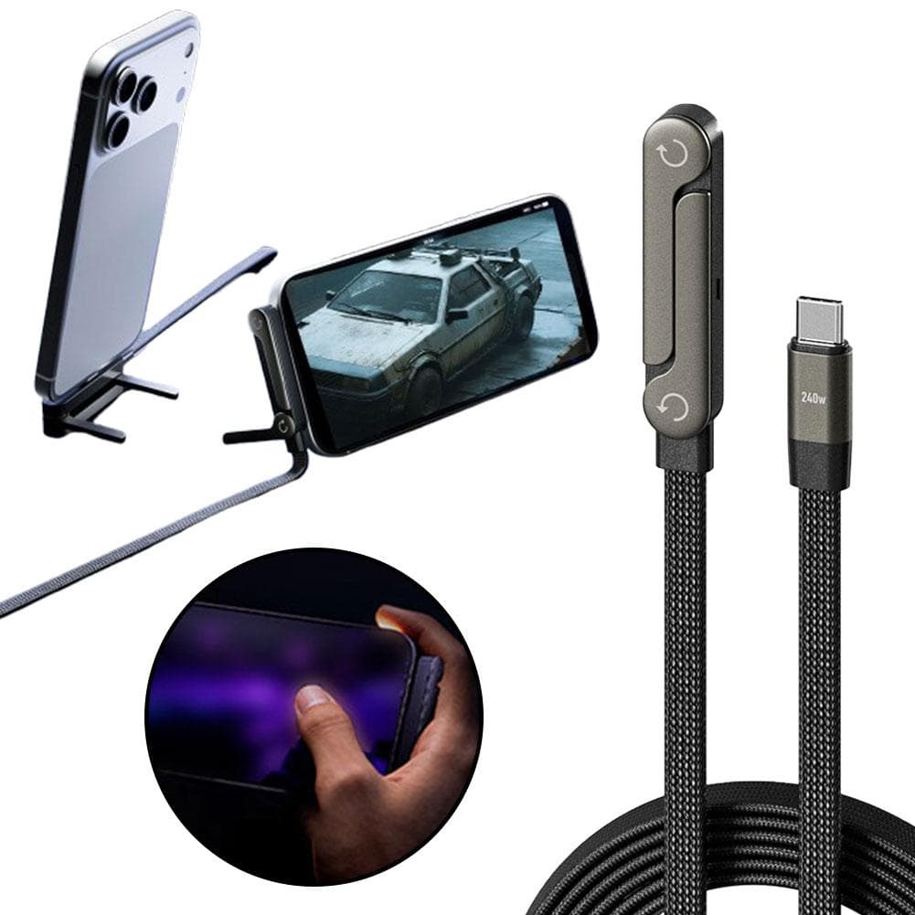 Cable 2 en 1 con Soporte Plegable y Carga Rápida
