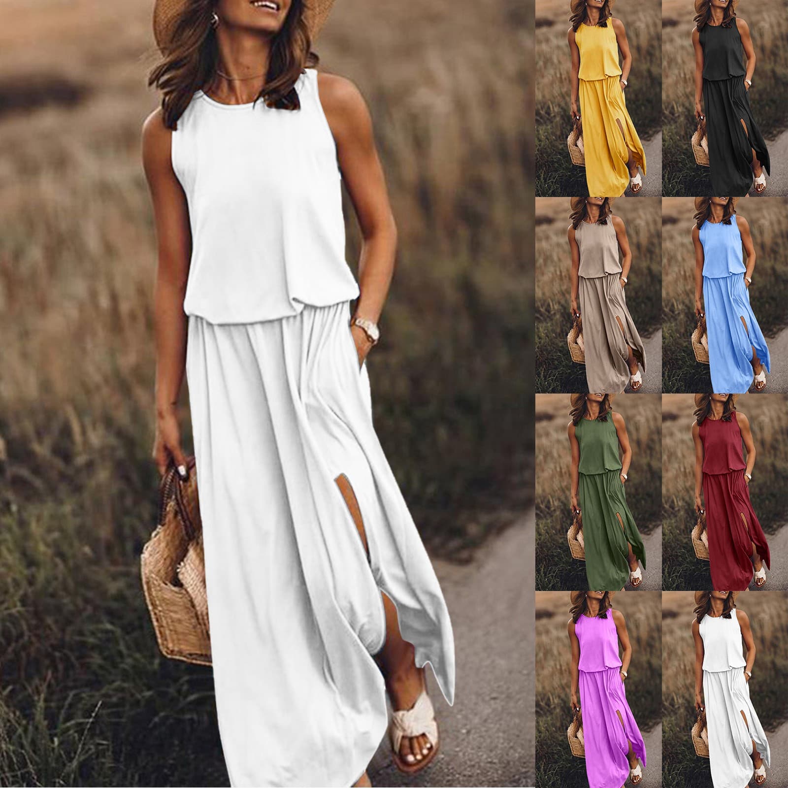 Vestido Largo de Verano con Bolsillos Laterales