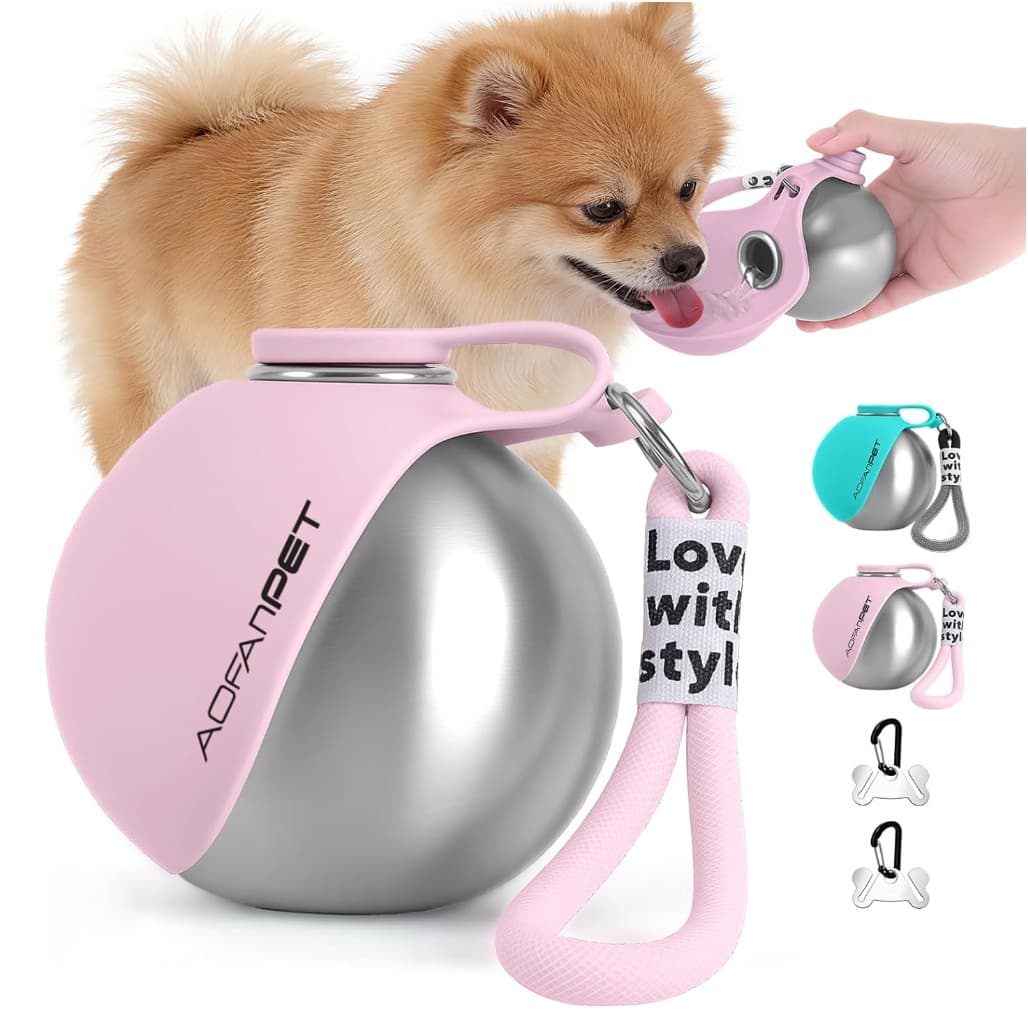 Botella de agua portátil para perros pequeños con dispensador